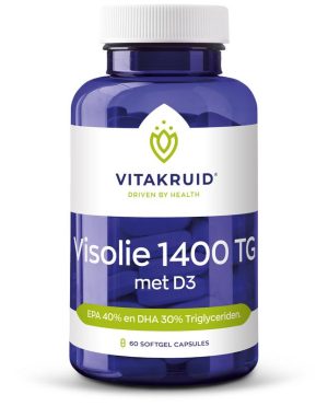 Visolie 1400 met D3 Triglyceriden EPA 40% DHA 30% (Vitakruid) 60 Softgels