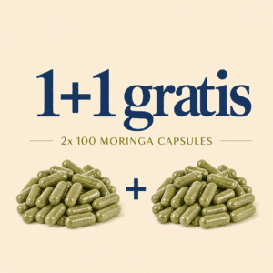 1+1 gratis Moringa Oleifera BIO (Spiruella) 2x 100 caps KORTE THT: 11-26
